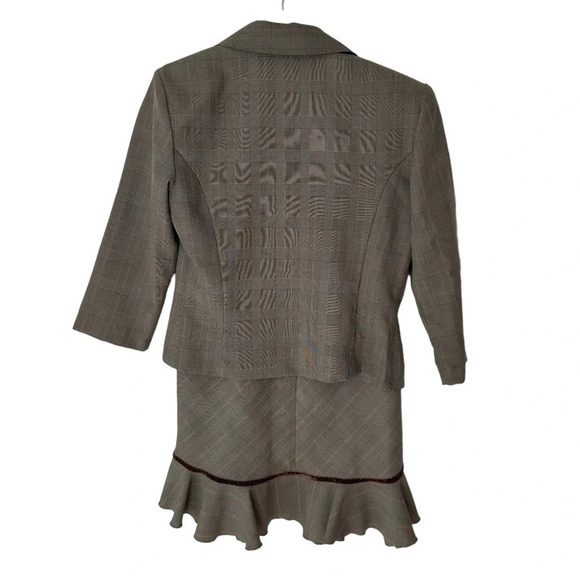 Vintage A-list by wrapper 7 brown plaid lightweight career wear skirt suit - Picture 6 of 10
